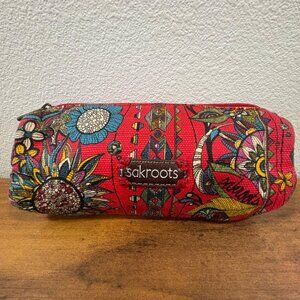 Sakroots Womens Floral Soft Shell Cosmetic Glasses Pencil Case Zippered Pouch